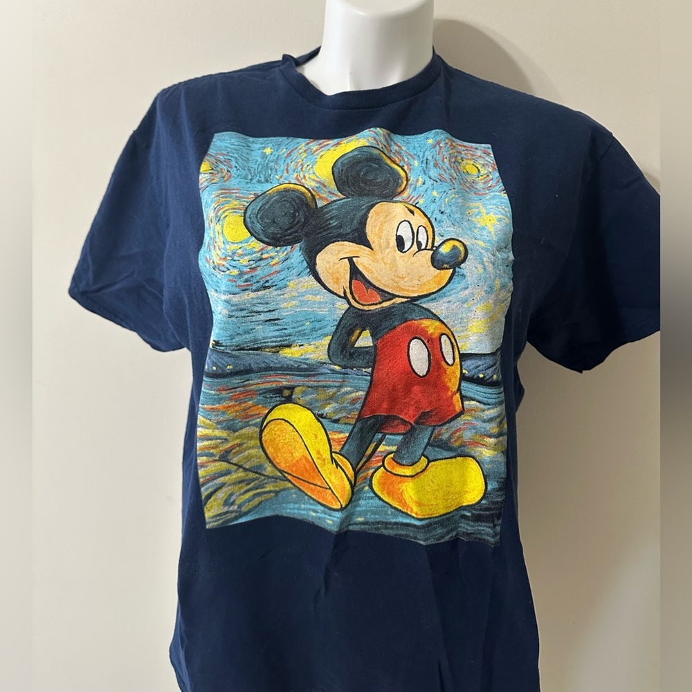 Disney Mickey Mouse XL tshirt Van Goghs Starry Night navy tee